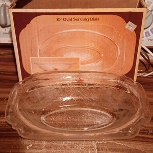 Vintage Indiana Glass 10" oval serving dish #4504